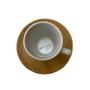 Imagem de Conjunto cafezinho com pires bambu e xicara cerâmica branca