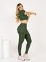Imagem de Conjunto Calça legging Saia Fenda Com Bolso Top Cropeed Moda Evangélica Fitness Treino Academia The Start