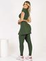 Imagem de Conjunto Calça legging Saia Fenda Com Bolso Top Cropeed Moda Evangélica Fitness Treino Academia The Start