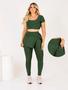 Imagem de Conjunto Calça legging Saia Fenda Com Bolso Top Cropeed Moda Evangélica Fitness Treino Academia The Start