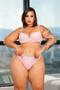 Imagem de Conjunto Calcinha e Sutiã Plus Size Fio Dental Renda Com Bojo
