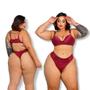 Imagem de Conjunto Calcinha e Sutiã Plus Size Fio Dental Renda Com Bojo