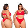 Imagem de Conjunto Calcinha e Sutiã Plus Size Fio Dental Renda Com Bojo