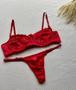 Imagem de Conjunto Calcinha Fio Dental De Renda Gatria Com Sutiã De Renda Sem Bojo Com Aro Lingerie