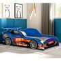 Imagem de Conjunto Cama Carro Solteiro Racing Car com Colchão Mdf - Azul
