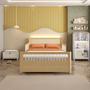 Imagem de Conjunto Cama Casal Montessoriana Reversível, Estante 4 Nichos em Led e Sapateira 1 Pt Infantil Wave Casatema
