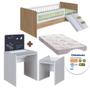 Imagem de Conjunto Cama Montessoriana Com Colchão Ortobom E Escolinha Infantil Aveiro Oak Branco Melvin Shop Jm