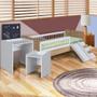 Imagem de Conjunto Cama Montessoriana Com Mesa Infantil Aveiro Oak Branco Shop JM