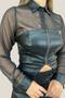 Imagem de Conjunto camisa chiffon + top resinado