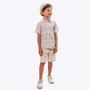 Imagem de Conjunto Camisa Manga Curta Listras e Bermuda Off White Infantil Menino Vigat 3954