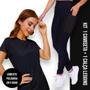 Imagem de Conjunto camiseta Blusinha DRY FIT MALHA FRIA POLIAMIDA + Calça LEGGING BOLSOS Academia Fitnes 534