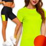 Imagem de Conjunto Camiseta Blusinha DRY + Short Leg Legging BOLSOS Corrida Academia 636