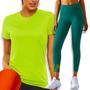 Imagem de Conjunto Camiseta BLUSINHA MALHA FRIA POLIAMIDA + Calça Legging BÁSICA COLORIDA Leg Suplex 582