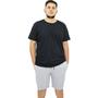 Imagem de Conjunto Camiseta e Bermuda Moletom Plus Size Liso Tamanho Especial G1 A G5