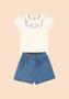 Imagem de Conjunto camiseta off-white cotton Shorts Jeans Glinny