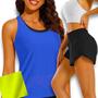 Imagem de Conjunto Camiseta REGATA DRY FITNESS  + Short TACTEL FEMININO Yoga Academia Corrida PLT 592