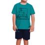 Imagem de Conjunto Camiseta Verde agua Coqueiros E Bermuda Azul Marinho Fakini 