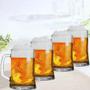 Imagem de Conjunto Caneca P/ Chopp Cerveja 4pçs 490ml De Vidro Transparente E Grosso- copos Bebida Grande Para Shopp Gelada-Jogo Canecas Presente