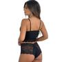 Imagem de Conjunto Canelado Com Renda Lingerie Íntimo Feminino Calcinha E Sutiã Sem Bojo Calesson Cropped
