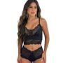 Imagem de Conjunto Canelado Com Renda Lingerie Íntimo Feminino Calcinha E Sutiã Sem Bojo Calesson Cropped