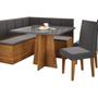 Imagem de Conjunto Canto Alemão com Baú Trento Mesa Quadrada com Vidro 90x90 e 2 Cadeira Venus Mdp/mdf