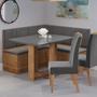 Imagem de Conjunto Canto Baú com Mesa de Jantar Retangular 120x80cm SEM Vidro e 2 Cadeiras