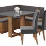 Imagem de Conjunto Canto Baú com Mesa de Jantar Retangular 120x80cm SEM Vidro e 2 Cadeiras