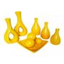 Imagem de Conjunto Centro de Mesa com Trio de Garrafas e Par de Vasos - Amarelo