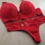 Imagem de Conjunto Chic com Bojo em Renda e Tule - C8640