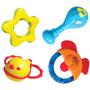 Imagem de Conjunto Chocalhos Infantil Para Bebê +3 Meses Com 4 Brinquedos Com Formas e Texturas Diferentes Buba