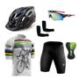 Imagem de Conjunto Ciclismo Camisa e Bermuda + Capacete de Ciclismo C/ Luz LED + Óculos Esportivo +  Par de Manguitos