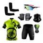 Imagem de Conjunto Ciclismo Camisa e Bermuda +Par de Luvas + Óculos Esportivo +  Par de Manguitos + Bandana