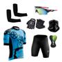 Imagem de Conjunto Ciclismo Camisa e Bermuda + Par de Luvas + Óculos Esportivo +  Par de Manguitos + Bandana