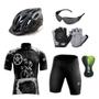 Imagem de Conjunto Ciclismo Camisa Proteção UV e Bermuda + Capacete Ciclismo +Luvas Ciclismo + Óculos