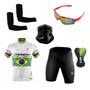 Imagem de Conjunto Ciclismo Camisa Proteção Uv e Bermuda + Óculos Esportivo +  Manguito + Bandana
