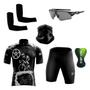 Imagem de Conjunto Ciclismo Camisa Proteção Uv e Bermuda + Óculos Esportivo +  Manguito + Bandana