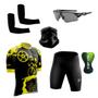 Imagem de Conjunto Ciclismo Camisa Proteção Uv e Bermuda + Óculos Esportivo +  Manguito + Bandana