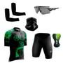 Imagem de Conjunto Ciclismo Camisa Proteção Uv e Bermuda + Óculos Esportivo +  Manguito + Bandana