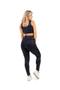 Imagem de Conjunto Cirrê Calça Legging Top Fitness Feminino Academia Caminhada Corrida Pilates Yoga Modelador Levanta Bumbum 