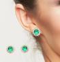 Imagem de Conjunto Colar e Brincos Ponto de Luz redondo  Verde Claro Banhado a Ouro 18k