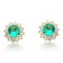 Imagem de Conjunto Colar e Brincos Ponto de Luz redondo  Verde Claro Banhado a Ouro 18k