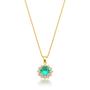 Imagem de Conjunto Colar e Brincos Ponto de Luz redondo  Verde Claro Banhado a Ouro 18k