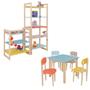 Imagem de Conjunto Colorê Estante 75cm + Estante 150cm + Mesa Infantil com 4 Cadeiras - Colorido
