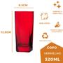 Imagem de Conjunto Com 12 Copos Vidro Bali Quadrado 320ml Vermelho