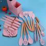 Imagem de Conjunto Com 19 Utensílios Cozinha Silicone Concha Espátula Rosa