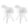 Imagem de Conjunto Com 2 Cadeiras Eames Com Braço Eiffel Branca Empório Tiffany Base Aço Cromado