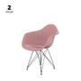 Imagem de Conjunto Com 2 Cadeiras Eames Com Braço Eiffel Rosa Empório Tiffany Base Preta