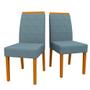 Imagem de Conjunto Com 2 Cadeiras Para Sala de Jantar Estofadas Isis Madeira Maciça Ypê Suede Animalle Azul WD26 New Ceval