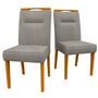 Imagem de Conjunto Com 2 Cadeiras Para Sala de Jantar Estofadas Lectus Madeira Maciça Cor Ype Linho Cinza Claro LN02 New Ceval