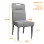 Imagem de Conjunto Com 2 Cadeiras Para Sala de Jantar Estofadas Lectus Madeira Maciça Cor Ype Linho Cinza Claro LN02 New Ceval